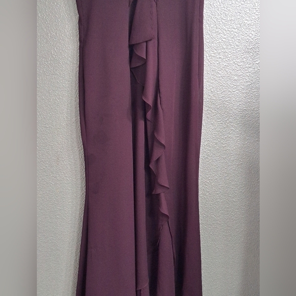 Vintage Eggplant Maxi Dress With Flutter Sleeves   Size 14 - Picture 12 of 14